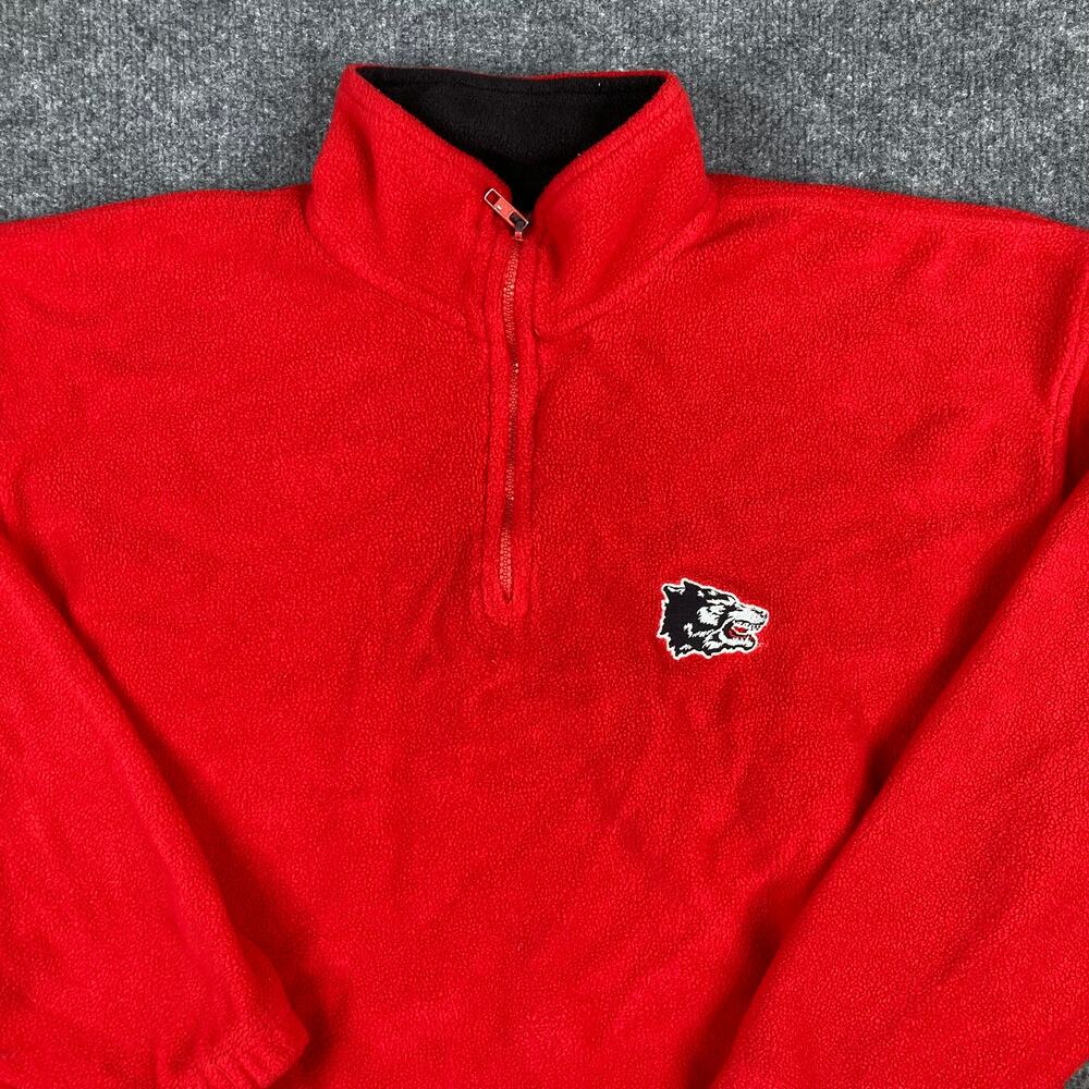 Pro Edge Fleece Pullover Mens Size L Red Quarter Zip‎ Warm Embroidered Logo